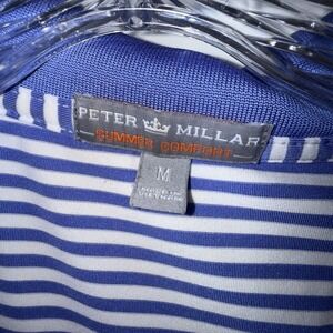 Peter Millar Summer Comfort Polo Shirt Striped Blue Golf Medium